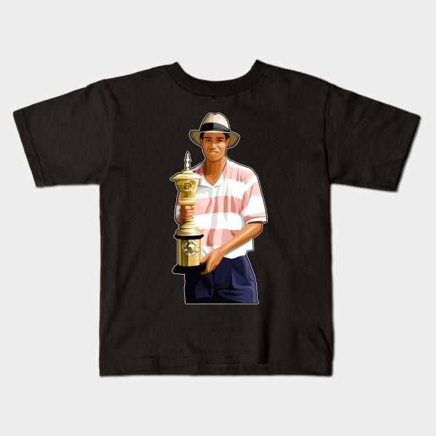 Tiger Woods Young Focus Kids T-Shirt by RunAndGow